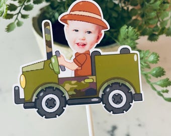 Personalized Safari Face Cupcake Toppers: Wild One Birthday Party