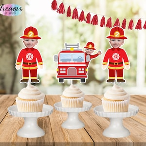 Firefighter Photo Cupcake Toppers, Fireman Cupcake Toppers, Firefighter cupcake toppers, Fireman Party