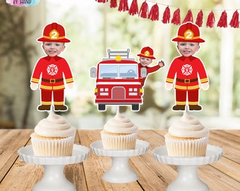 Firefighter Photo Cupcake Toppers, Fireman Cupcake Toppers, Firefighter cupcake toppers, Fireman Party
