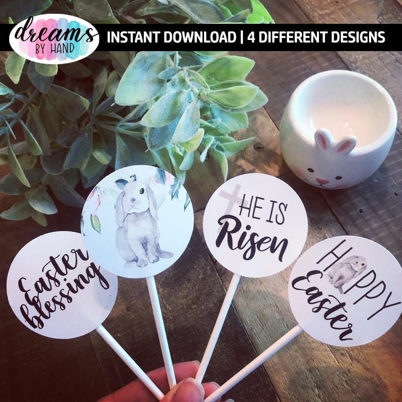 Printable Easter Toppers Easter Cupcake Toppers Easter Bunny - Etsy
