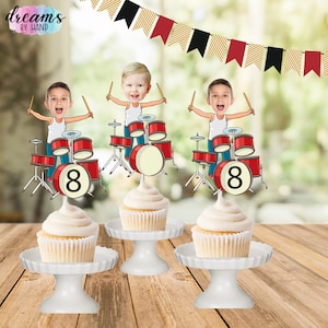 Personalized Rockstar Photo Cupcake Toppers: Music Birthday Party