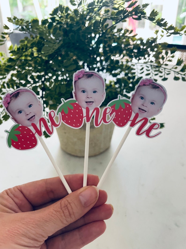 Berry First Birthday Cupcake Toppers: Custom Photo Face Toppers - Etsy