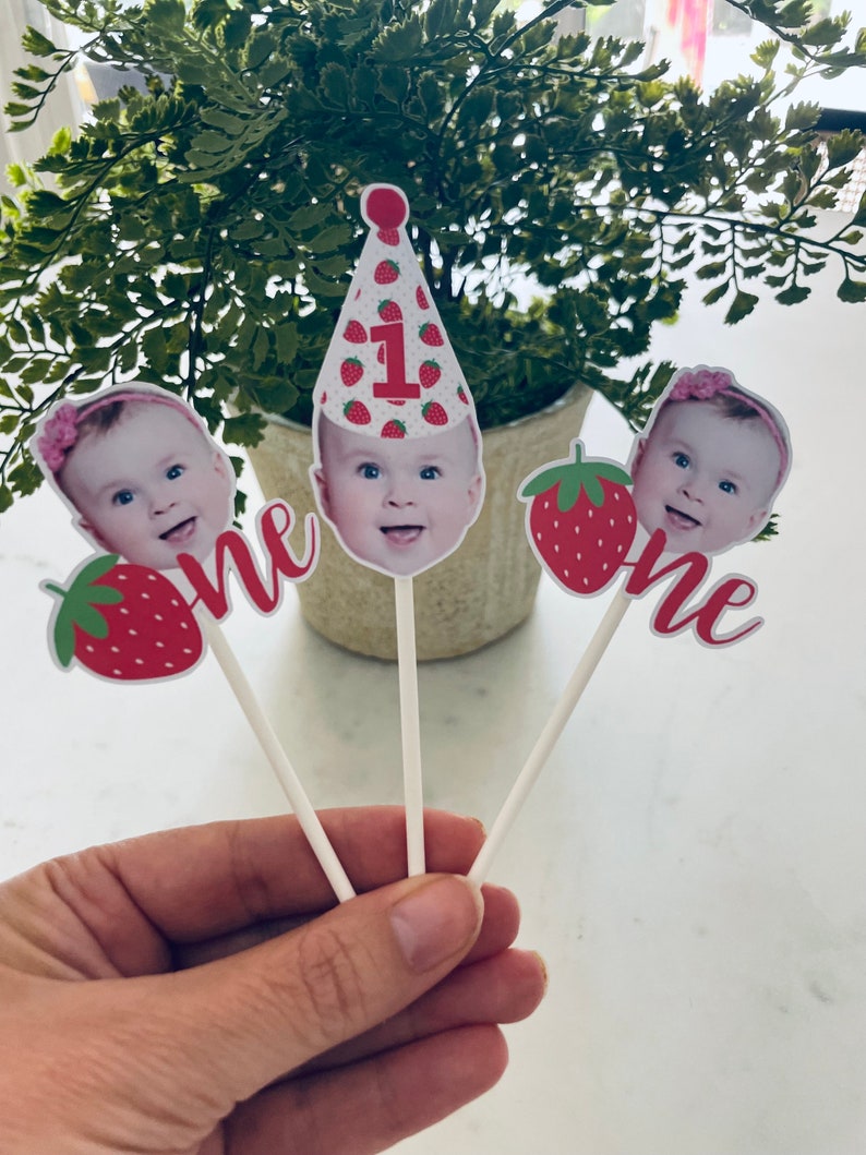Berry First Birthday Cupcake Toppers: Custom Photo Face Toppers - Etsy