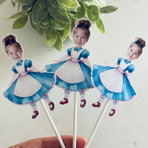Alice im Wunderland personalisierte Foto Cupcake Toppers: Geburtstag Party Dekor