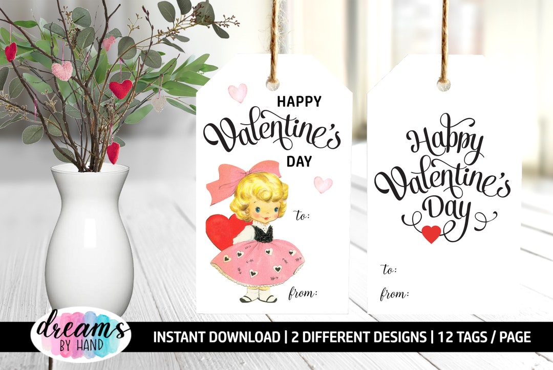 Printable Valentine's Day Hang Tags, Love Gift Tags, Instant Download ...