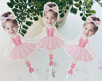 Personalized Ballerina Photo Cupcake Toppers - Set of 12