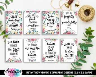 Tarjetas con versículos bíblicos: Etiquetas de aliento con las Escrituras cristianas (descarga digital)