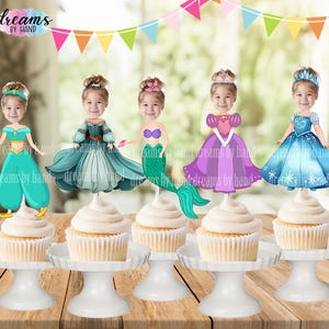 Decorazioni personalizzate per cupcake a tema principesse con foto: decorazioni per feste personalizzate