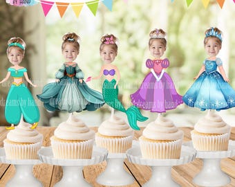 Custom Photo Princess Cupcake Toppers: Personalized Party Decor