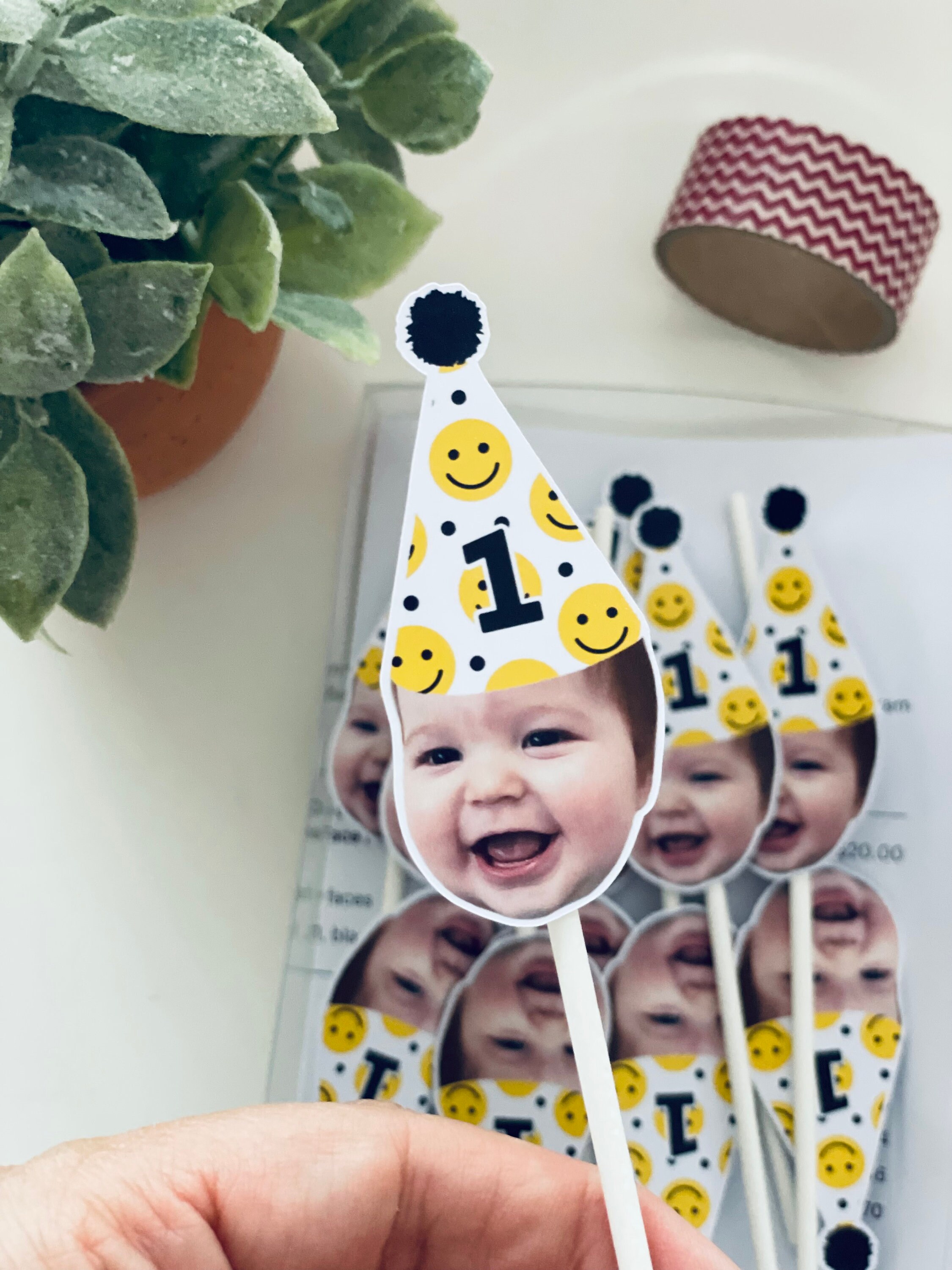 Topper Gool Personalized Photo Cupcake Toppers: Smiley Face Party Decorations - Etsy