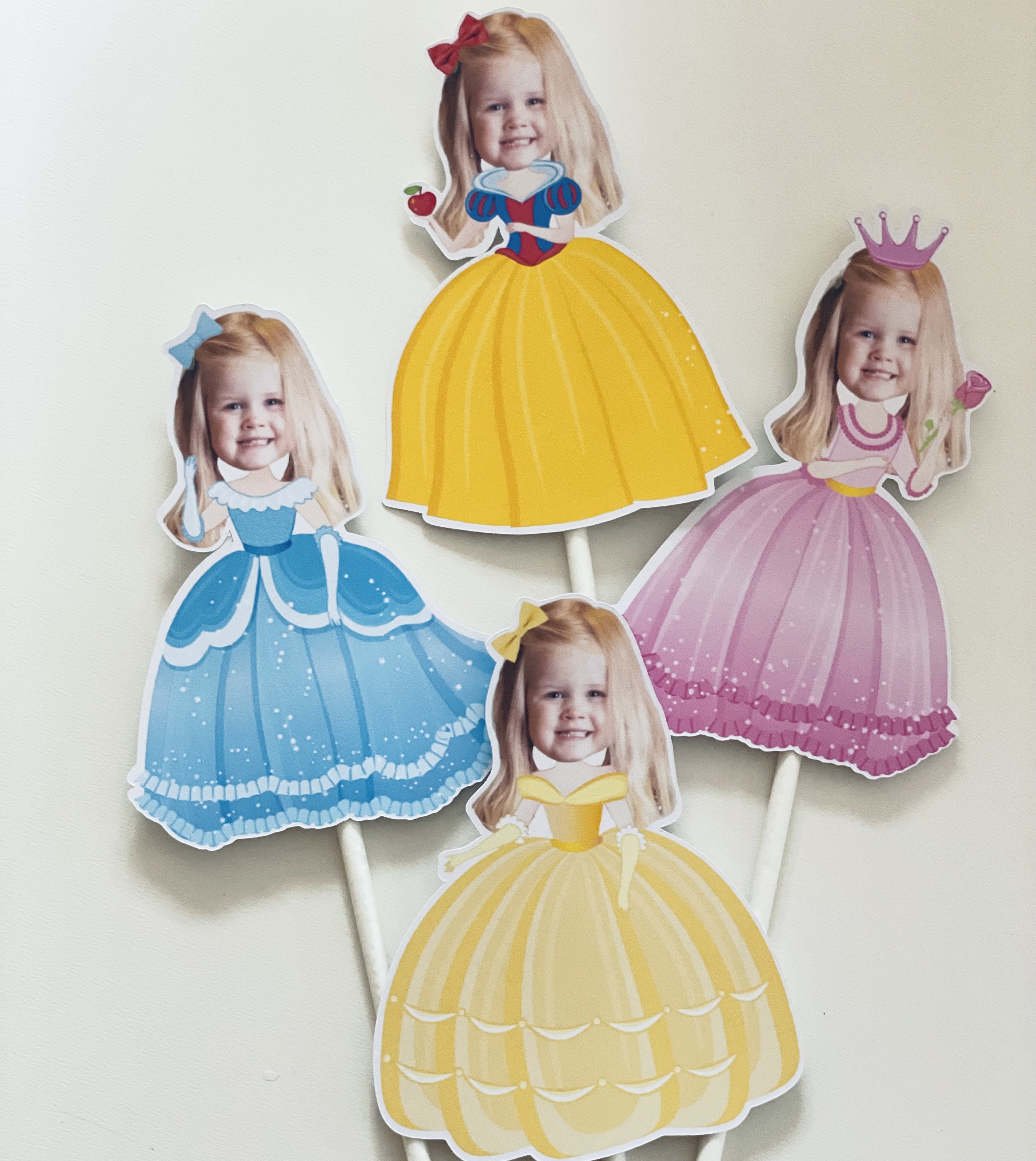 THE ORIGINAL Custom Photo Princess Cupcake Toppers, Personalised Face Cupcake Toppers,  Princess Party Decor