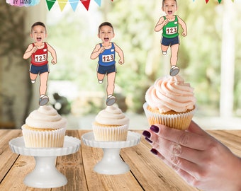 Personalized Runner Cupcake Toppers: Track & Field Birthday Party