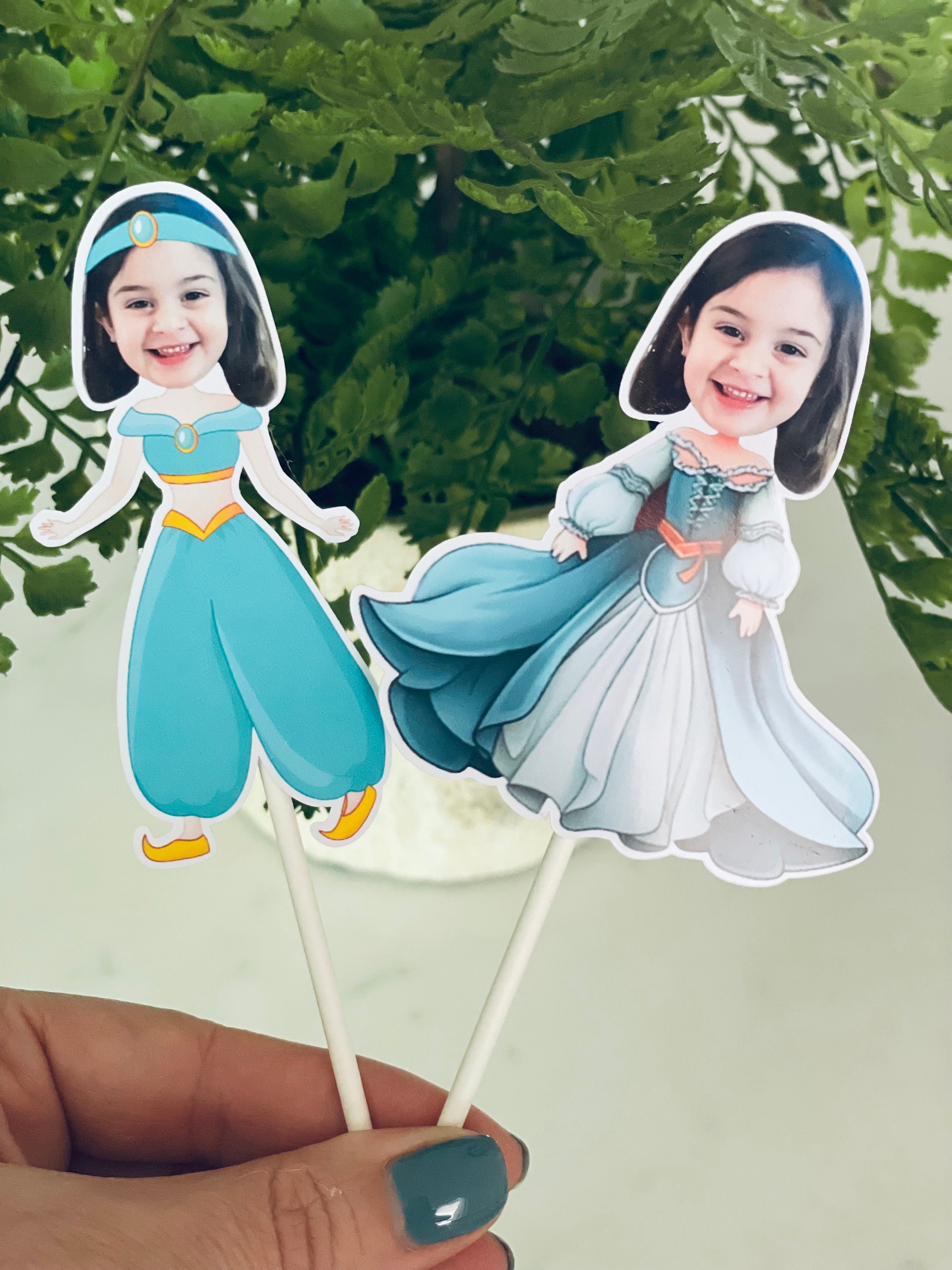 THE ORIGINAL Custom Photo Princess Cupcake Toppers, Personalised Face Cupcake Toppers,  Princess Party Decor