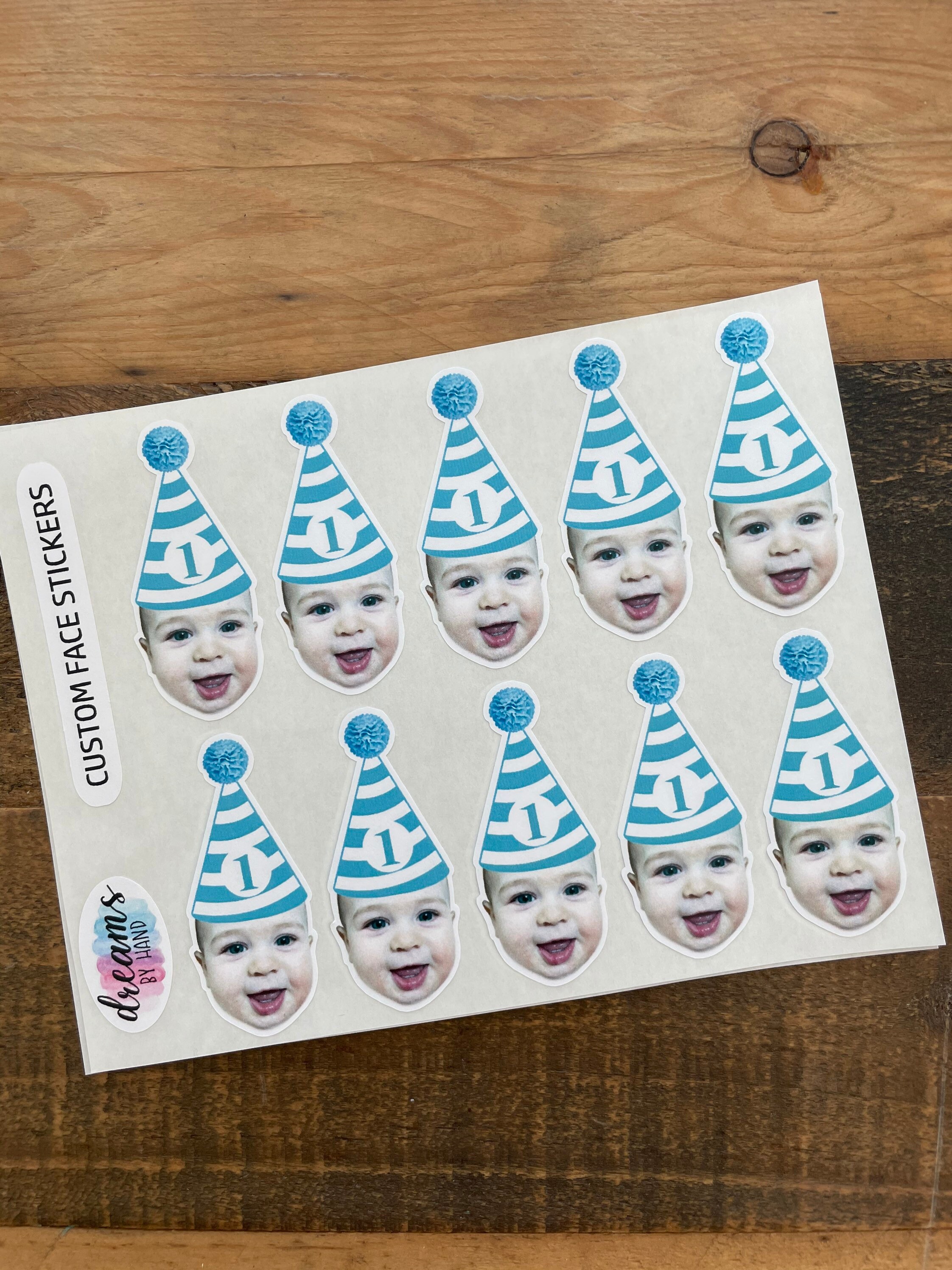 Custom Face Birthday Hat Stickers: Party Favors - Etsy