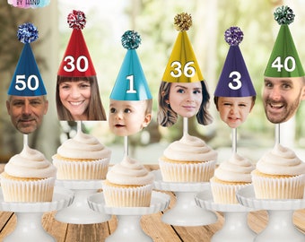 Custom Photo Cupcake Toppers, Birthday Party Cupcake Toppers, Party Decorations, Milestone Photo Toppers, Personalized Face Cupcakes