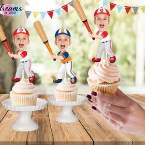 NEW Baseball Inspired Photo Toppers, Baseball Cap Photo Cupcake Toppers,  Baseball Birthday Decor, Baseball Party, Sports Birthday