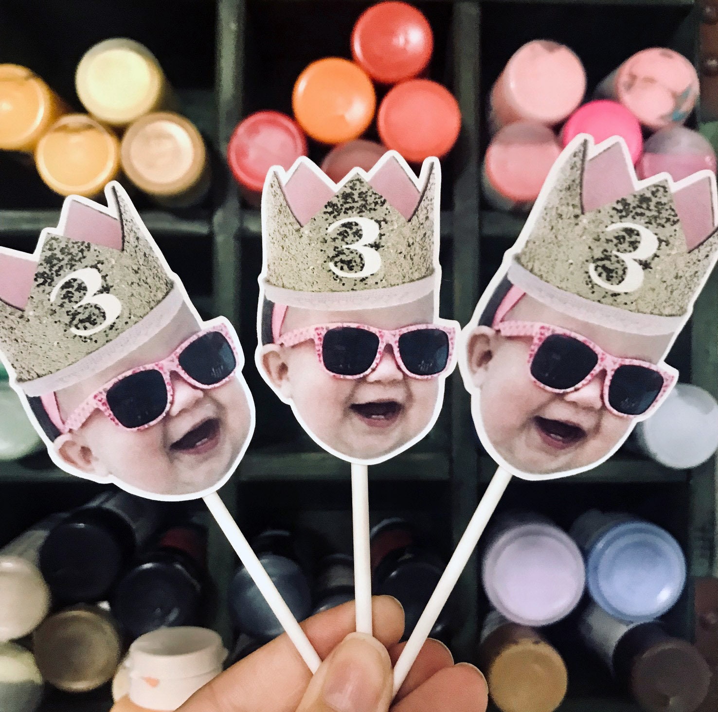 Photo Cupcake Toppers First Birthday Milestone Custom Etsy