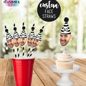 Personalized Face Party Straws: Custom Photo Straws