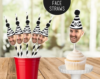 Custom Face Party Straws: Personalized Photo Straws, Face, Straws with Pictures, Straw with your Face