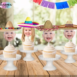 Décorations de cupcakes photo sombrero fiesta mexicaine, décoration de fête fiesta, décorations de cupcakes photo sombrero, choix de fête fiesta