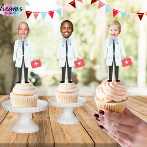 Personalized Doctor Photo Cupcake Toppers: Graduation Party Decor
