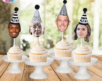 Adornos para cupcakes con caras personalizadas: decoración para fiestas de cumpleaños importantes
