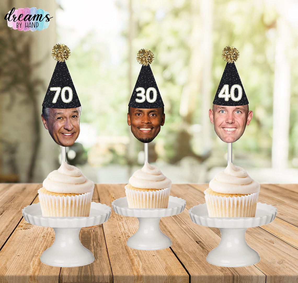 30th Cupcake Toppers Face Photo 30th Birthday Decorations Etsy
