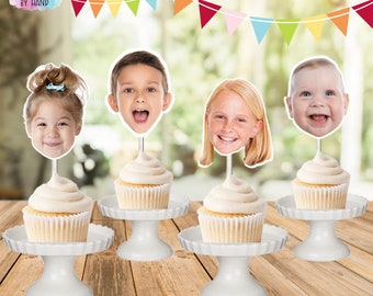 Face Toppers, Photo Photo Cupcake Toppers, Cupcake Face on a Stick, Photo party picks, 1st Birthday, Milestone Birthday