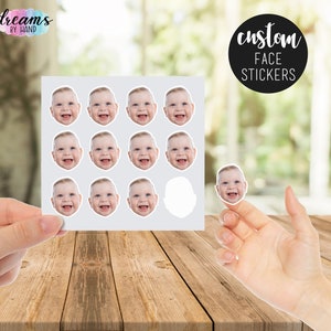 Custom Face Stickers, Personalized Face Stickers, Baby Stickers, Pet stickers, custom stickers, party stickers, favor stickers