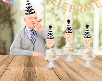 Adornos personalizados para cupcakes con fotos: decoración para un cumpleaños memorable