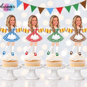 NOUVEAU MODÈLE Décorations pour cupcakes photo Oktoberfest fille : Décoration personnalisée pour fête d'anniversaire - lot de 12