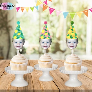 NEUE personalisierte Zitronen-Gesicht-Kuchendeckel, Zitrone erster Geburtstag, Limonaden-Geburtstagsfeier, Sommer-Geburtstag