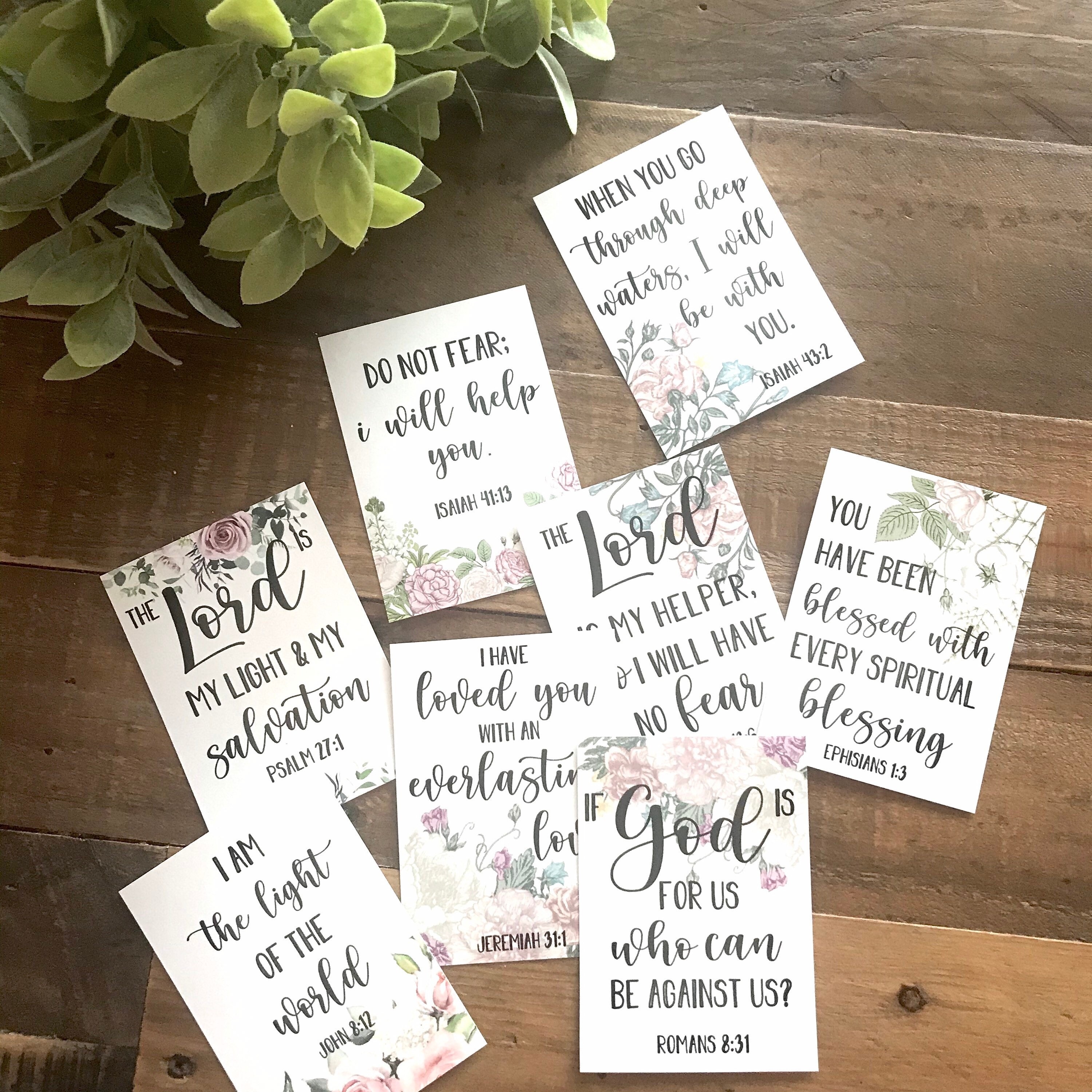Bible Verse Cards: Floral Christian Encouragement Tags (digital ...