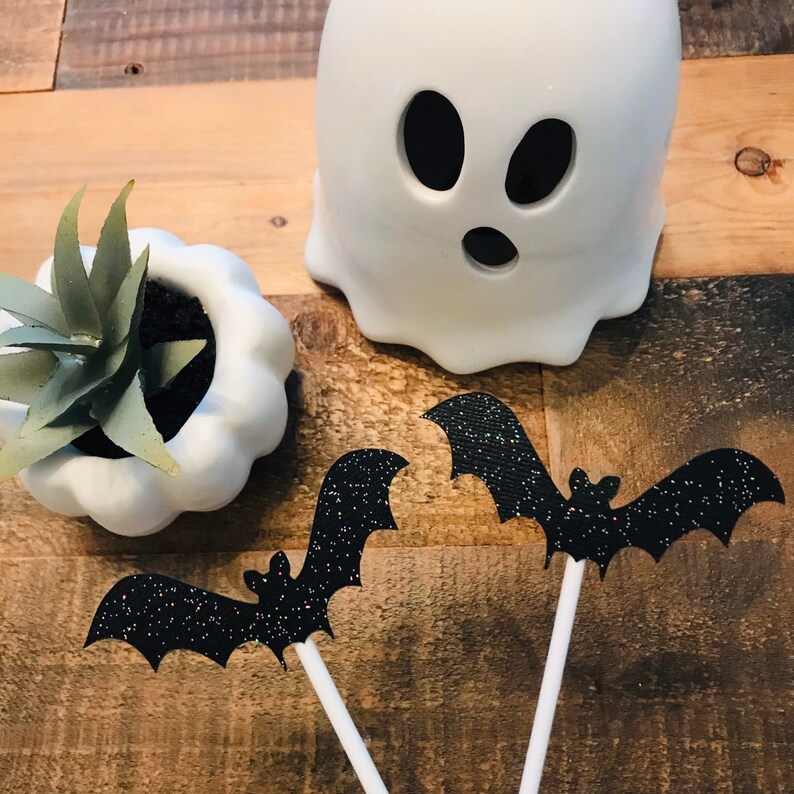 Glitter BAT Halloween Cupcake Toppers image 1