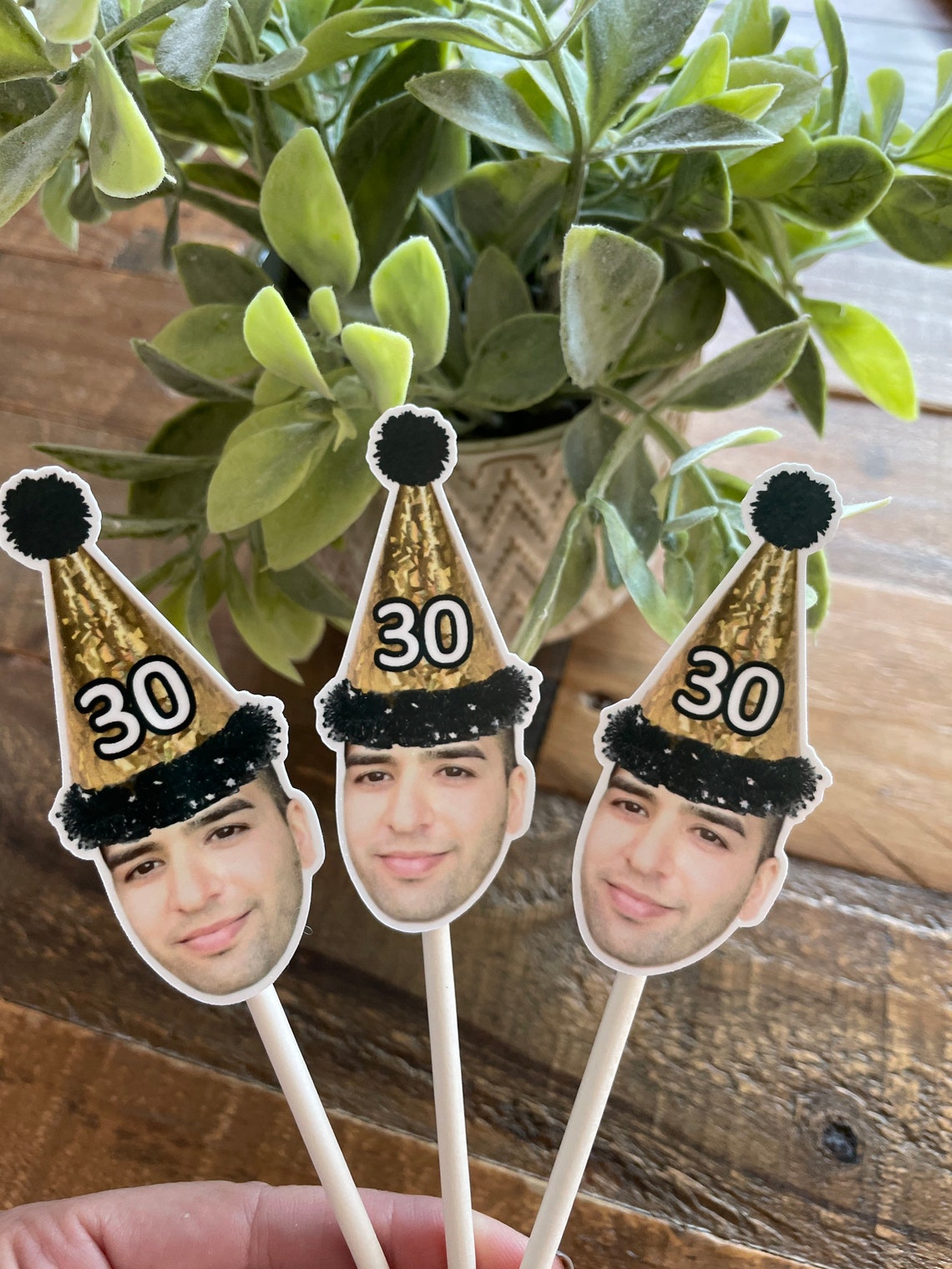 Milestone face cupcake toppers birthday hat photo cupcake Milestone face cupcake toppers birthday hat photo cupcake