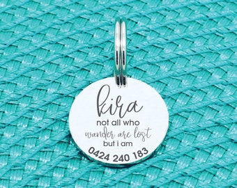 Not All Who Wander Are Lost, Lost Dog, Personalised Dog Tag, Personalized Dog Tag, Dog Tag, Pet ID Tag, Custom Dog Tag, Custom Pet Tag, Dog