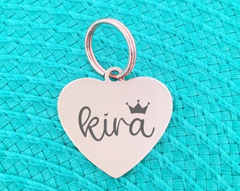 Rose Gold Heart Shaped Dog Tag, Dogs, Dog Collar, Gold Dog Tag, Dog Tags for Dogs Personalized, Custom Dog Tag, Personalised Pet ID Tag
