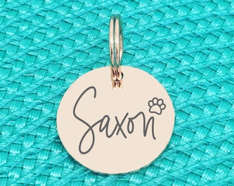 Rose Gold Dog Tag, Personalized Dog Name Tag, Cute Simple Dog Name Tag, Personalised, Dog Tag, Engraved Silver Dog Tags, Cute Cat Name Tag