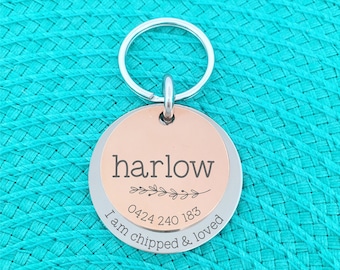 Personalized Dog Name Tag, Cute Simple Dog Name Tag, Personalised Pet Dog ID Tag, Engraved Silver Dog Tags, Dog Tag, Microchipped Dog Tags