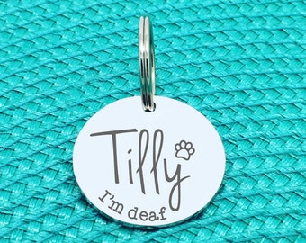 Personalized Dog Tag, I'm Deaf, Deaf Dog Tag, Deaf Dog, Deaf Dog Collar Tag, Dog Mom, Dog Collar Gift, Dog Mom Gift, Sweet Dog Tag