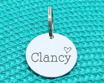 Personalized Dog Name Tag, Cute Simple Dog Name Tag, Personalised Pet Dog Cat ID Tag, Engraved Silver Dog Tags, Cute Cat Name Tag