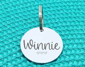 Dog Tag, Personalized Dog Name Tag, Cute Simple Dog Name Tag, Personalised, Dog Tag, Engraved Silver Dog Tags, Cute Cat Name Tag, Heart Dog