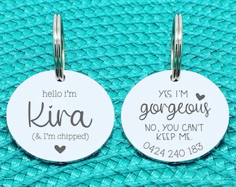 Yes I'm Gorgeous Pet ID Tag, Personalized Dog Tag, Funny Dog Tag, Cute Dog Tag, Rose Gold Dog Tag, Large Dog Tag, Custom Pet Tag, Dog Collar