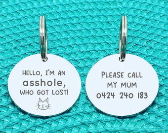 Personalised Cat Tag, Funny Cat Tag, Cats, Cat Gifts, Cat Collar Tags, Cat Tags, Cat Name Tag, Cat ID Tag, Cat, Custom Cat, Cat Collar Tag