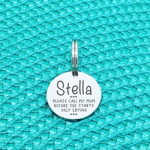 Ugly Crying Dog Tag, Personalised Dog Tag, Dog Tag, Dog, Dog Collar, Silver Dog Tag, Cute Dog Tag, Please Call My Mommy Dog Tag, Dog Collar