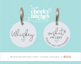 Oh Shit I'm Lost Dog Tag, Personalized Gold Dog Tag, Funny Dog Tag, Cute Dog Tag, Rose Gold Dog Tag, Large Dog Tag, Dog Collar Tag