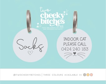Cat Name Tag, Personalized Cat Collar Tag, Cat Tag, Cat ID tag, Small Cat Tag, Cat Tag Fish, Pet ID Tag, Funny Cat Tag, Cat Collar, Cat Gift