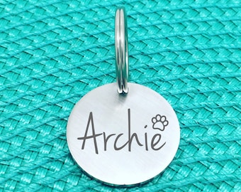 Matte Finish Personalized Dog Name Tag, Cute Simple ID Tag, Custom Pet Dog Cat ID Tag, Engraved Silver Dog Tags, Cute Dog Tag, Small Dog Tag
