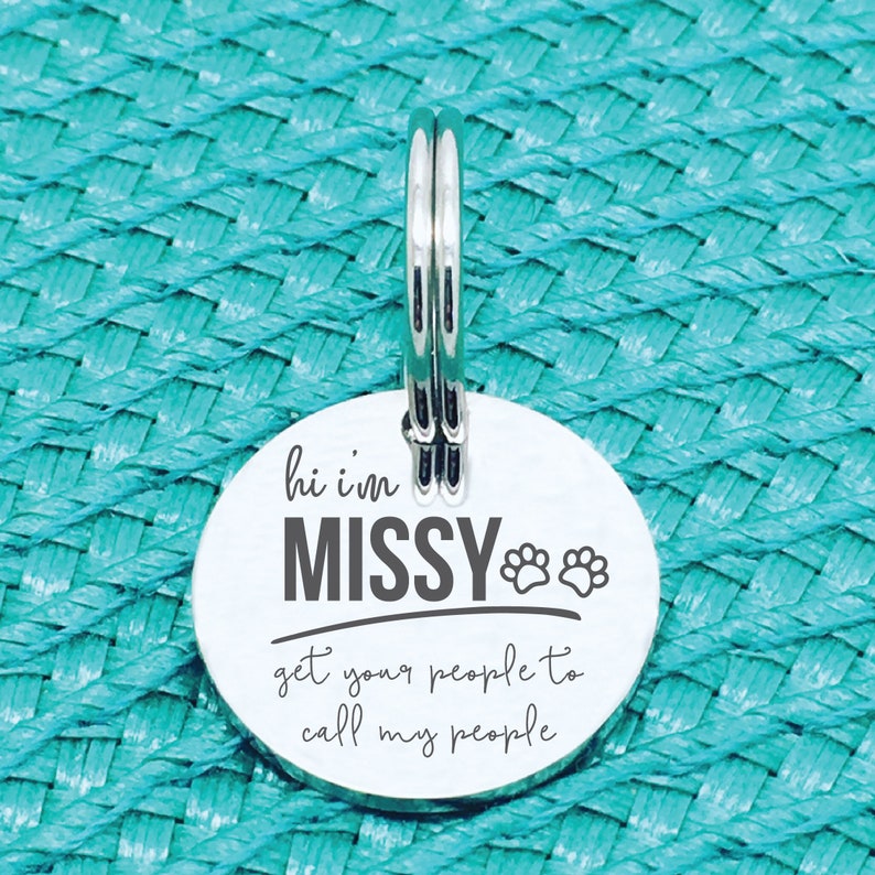 Personalized Dog Tag, Get Your People to Call My People, Engraved Dog Tag, Silver Dog Tag, Whippet, Custom Dog Collar, Dog Name Tag, Dog image 3