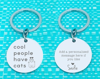 Cool People Have Cats Personalised Keychain, Gift from Cat, Cat Gift, Cat Collar, Personalised Cat Mum Gift Idea, Gift from Cat, Cats